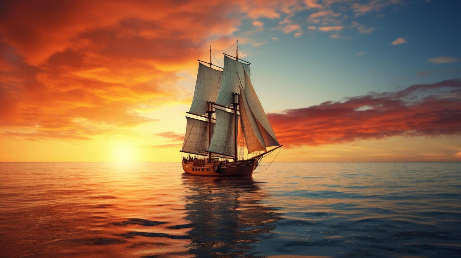 AI generated Sailboat on the Ocean Background photo