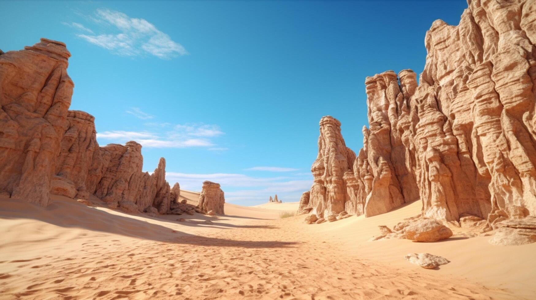 AI generated a sand castle on the beach with blue sky photo