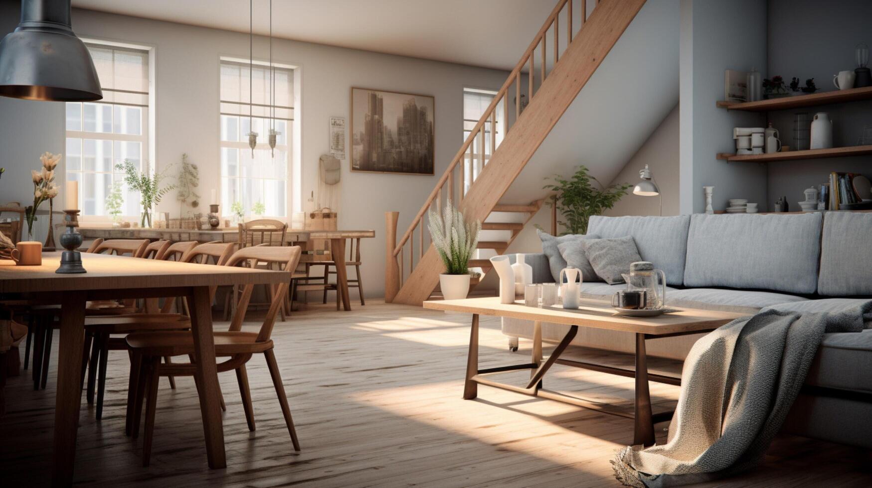 AI generated Scandinavian Interiors background photo