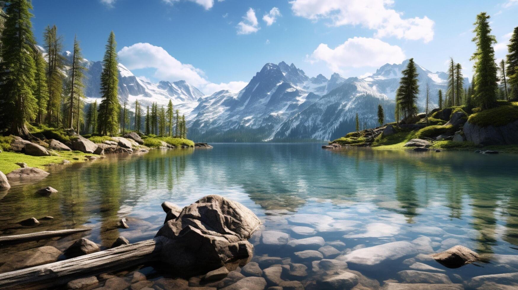 AI generated Scenic Mountain Lakes background photo