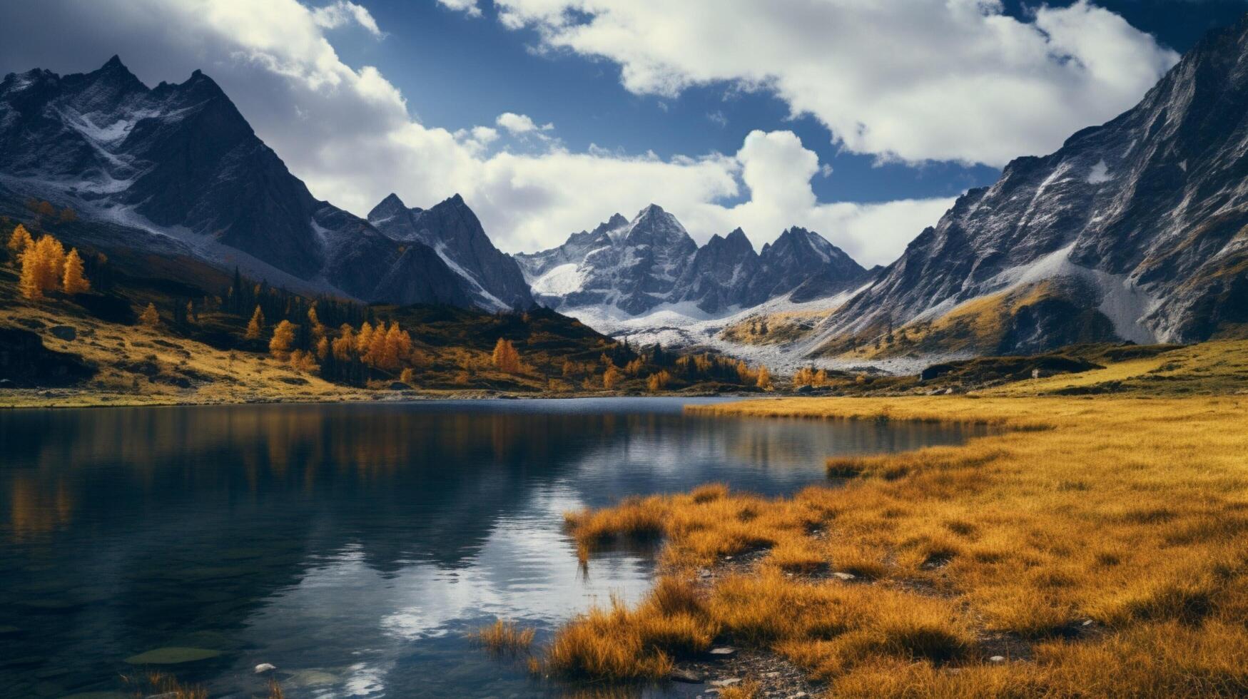 ai generado escénico montaña lagos antecedentes foto