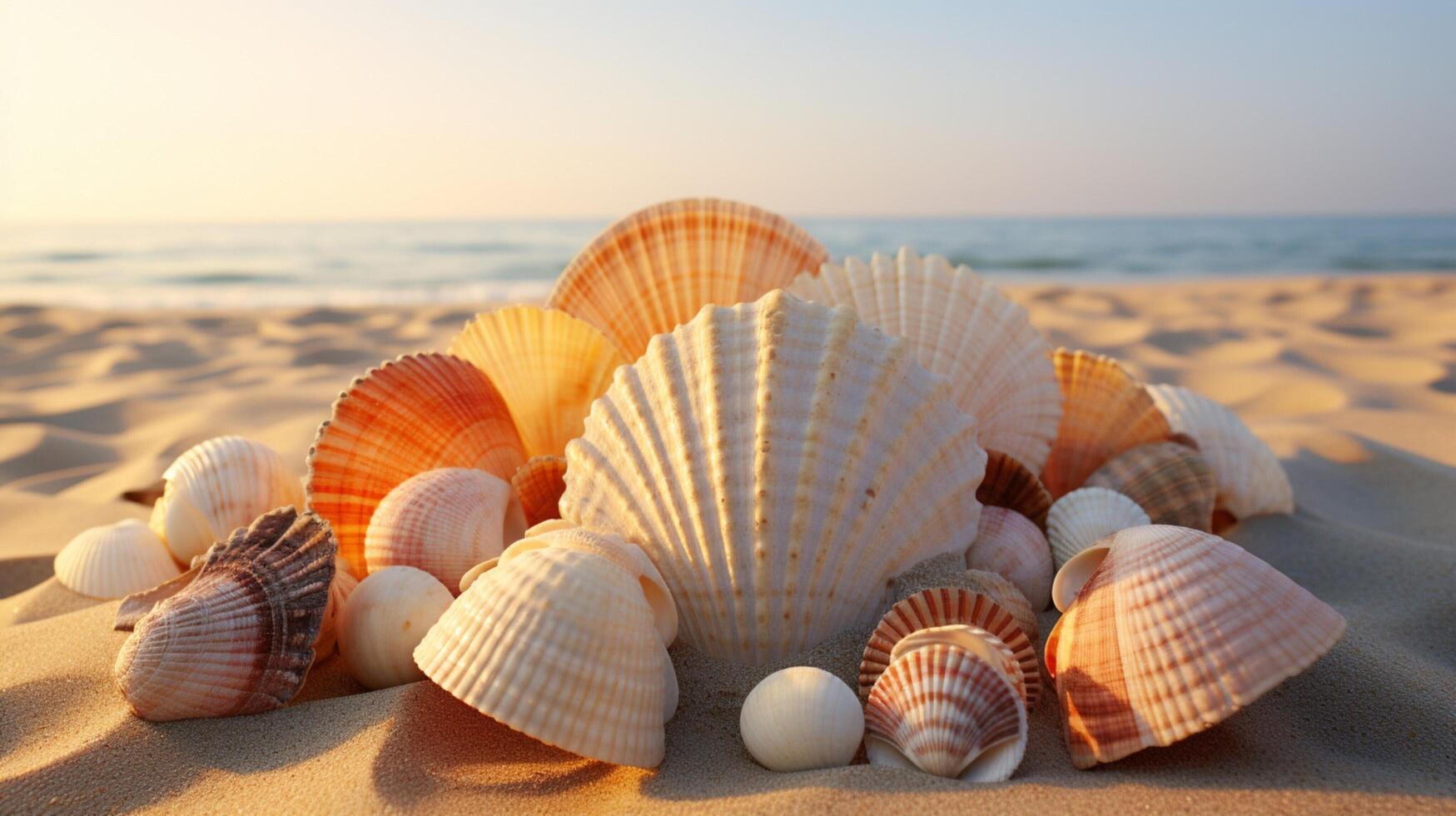 AI generated Seashell Collection Background photo