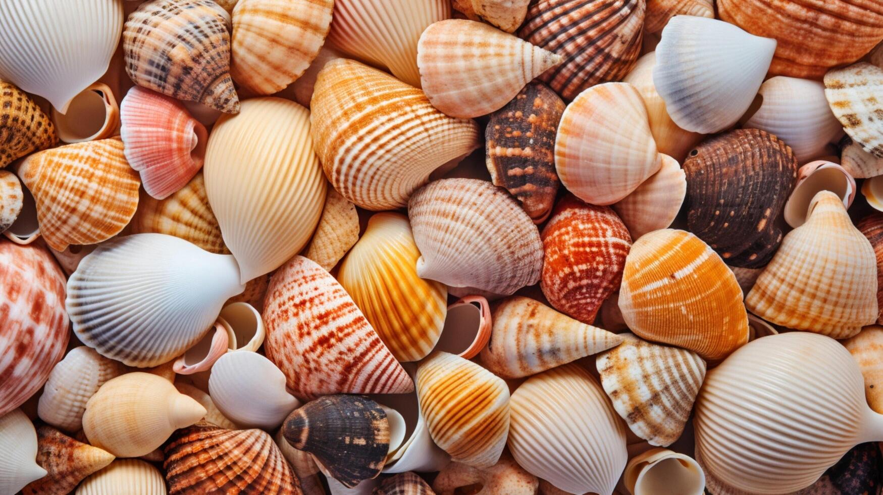 AI generated Seashell Collection Background photo