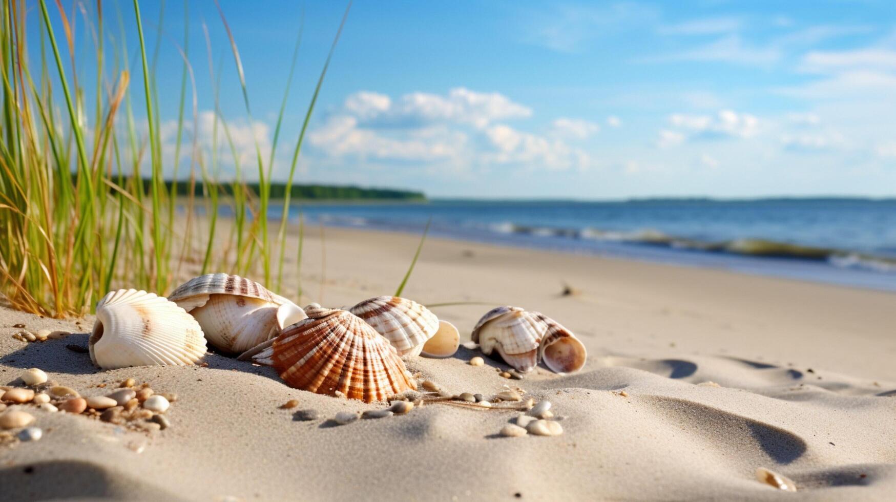 AI generated Seashells and Beachcombing background photo