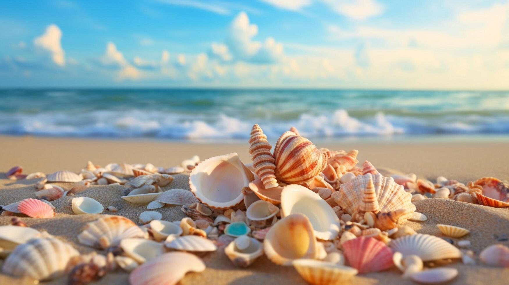 AI generated Seashells and Beachcombing background photo