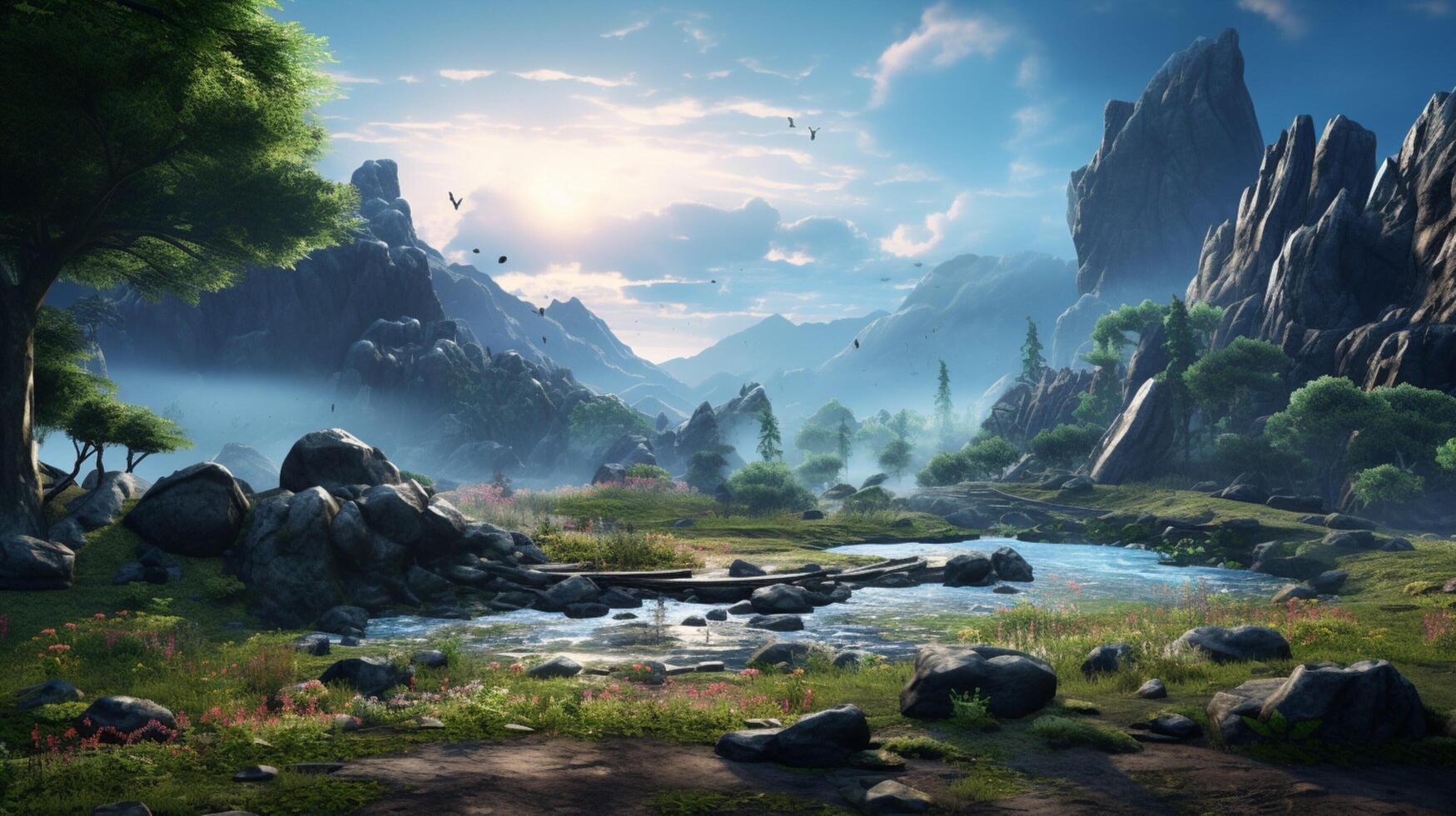 AI generated Simulation game background photo