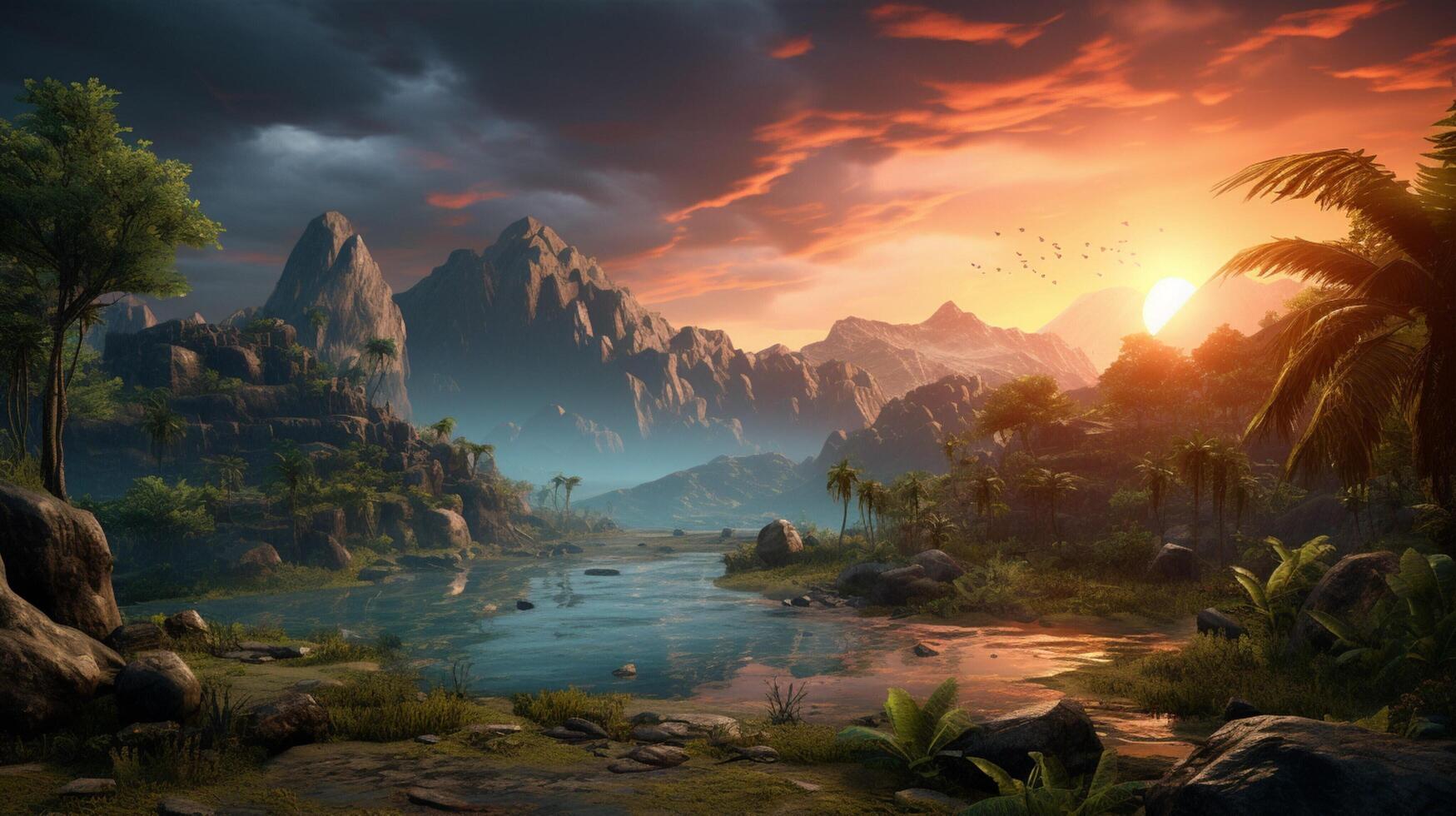 AI generated Simulation game background photo