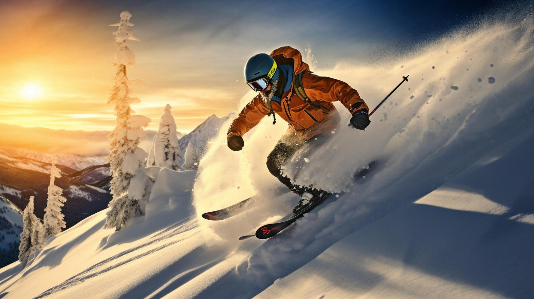 AI generated Skiing and Snowboarding Backgrounds background photo