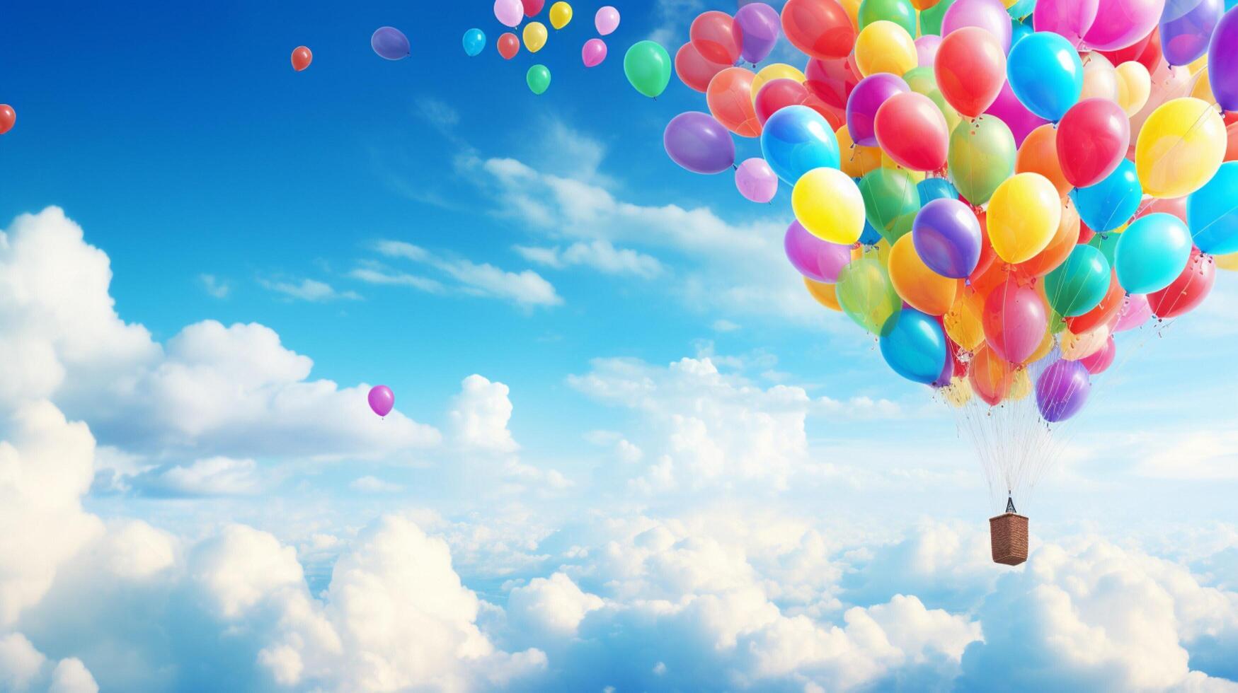 AI generated Sky with Balloons Background photo