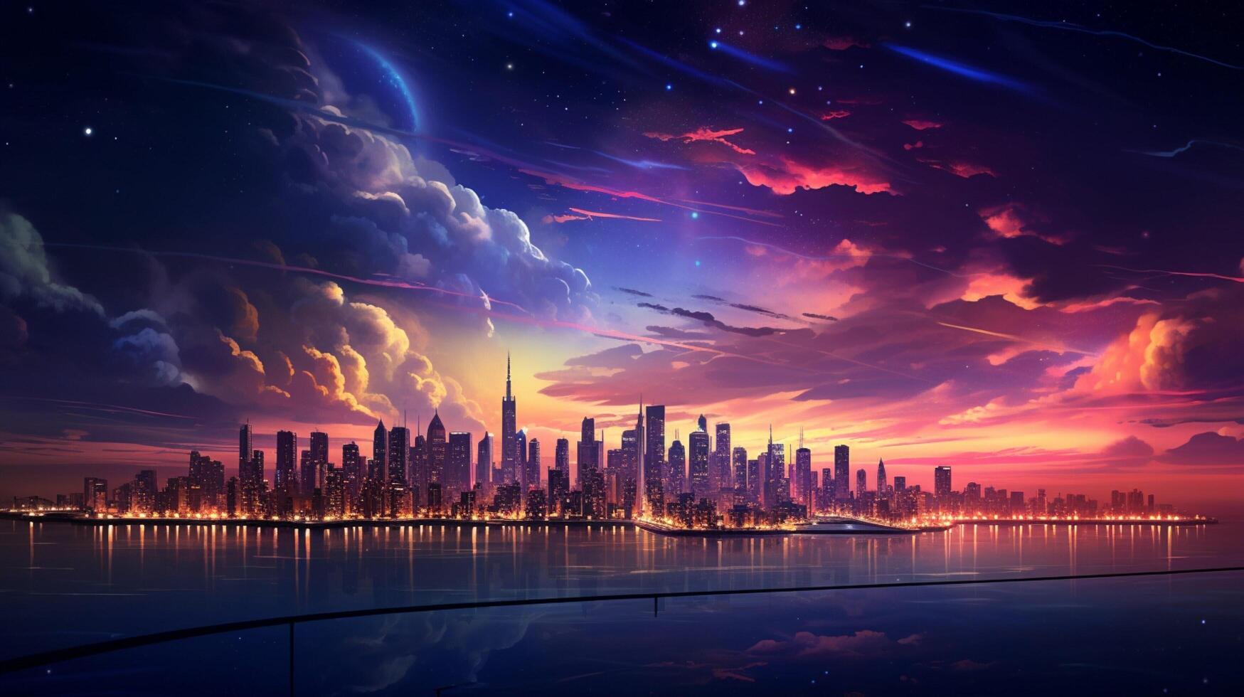 AI generated Sky with City Lights Background photo