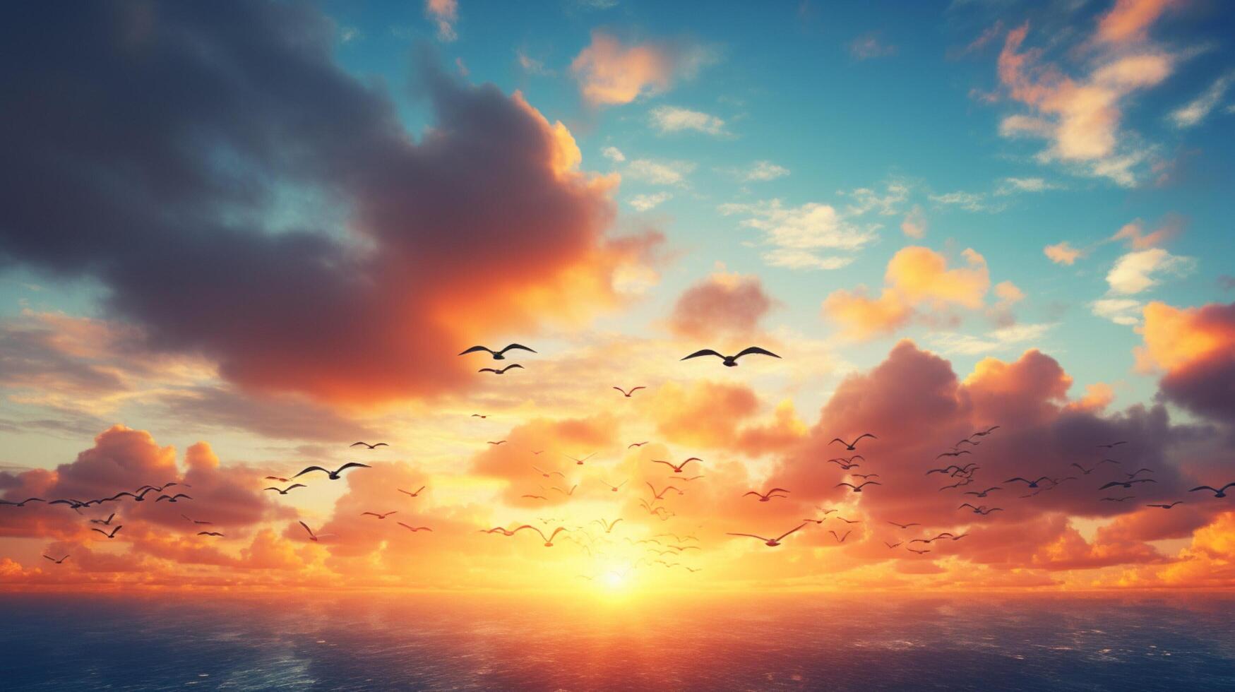 AI generated Sky with Birds Background photo