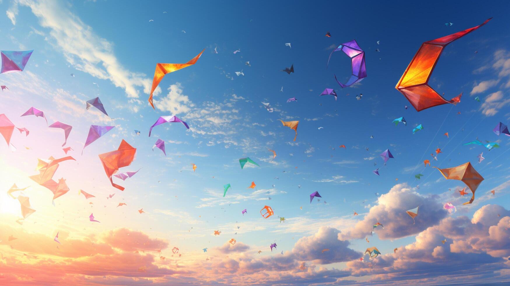 AI generated Sky with Kites Background photo
