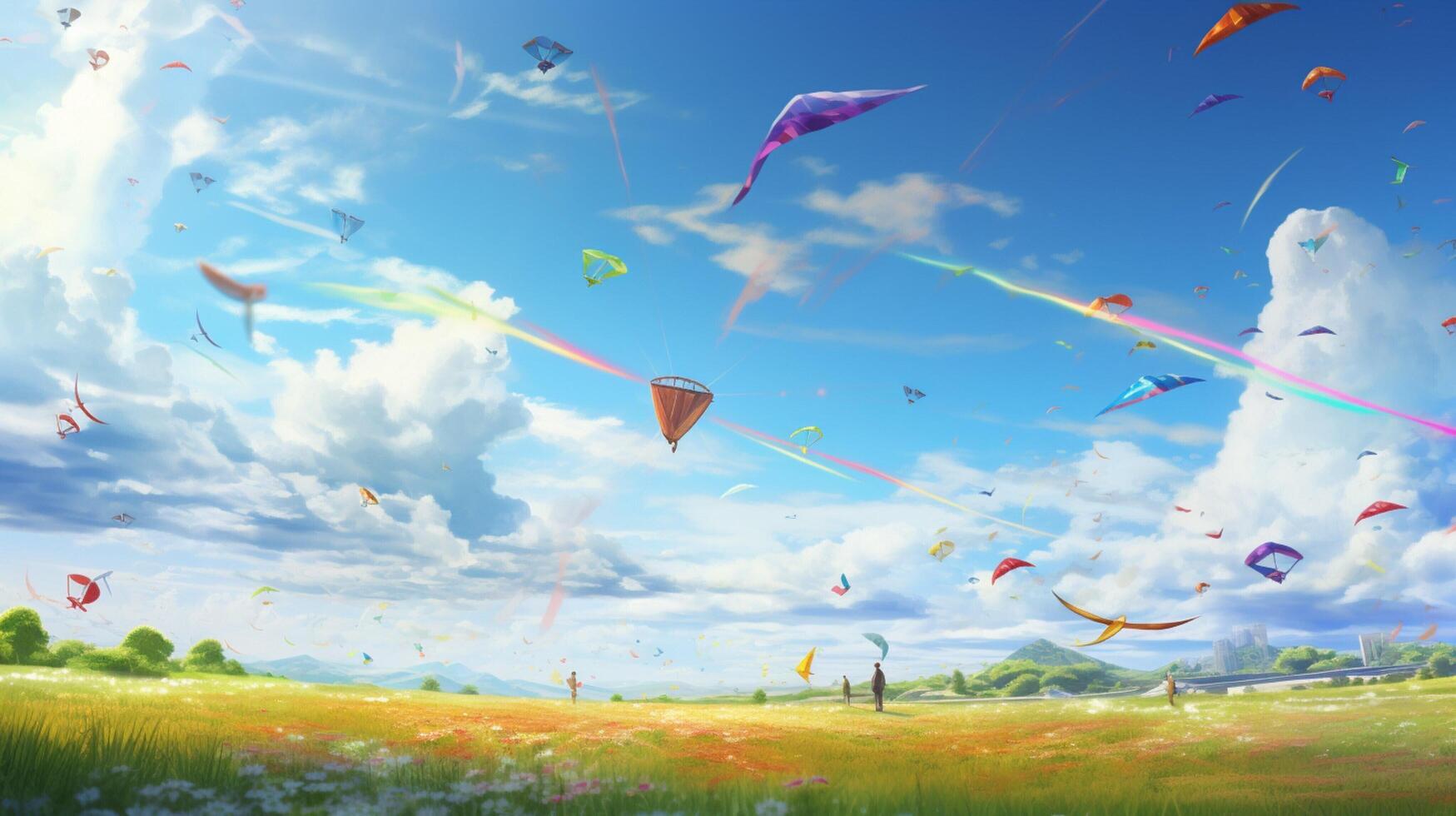 AI generated Sky with Kites Background photo