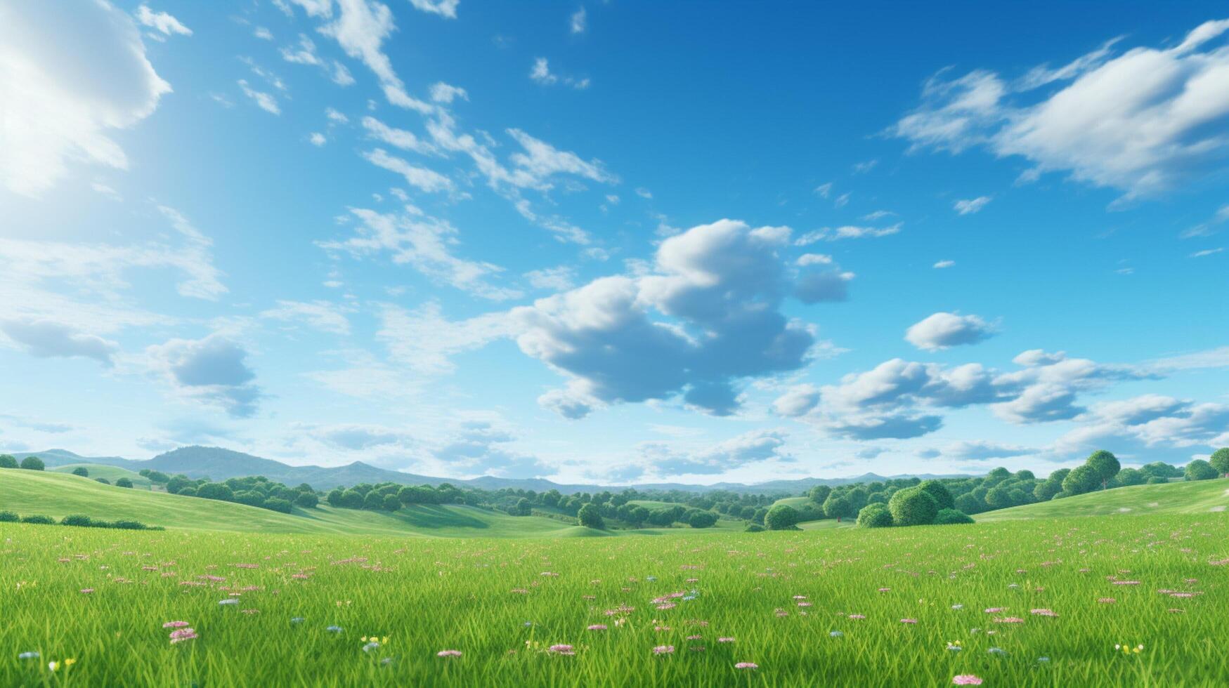 AI generated Sky with Meadow Background photo