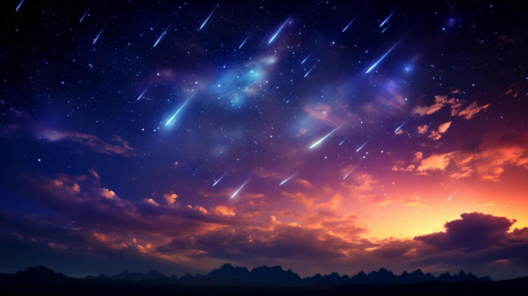 AI generated Sky with Meteor Shower Background photo