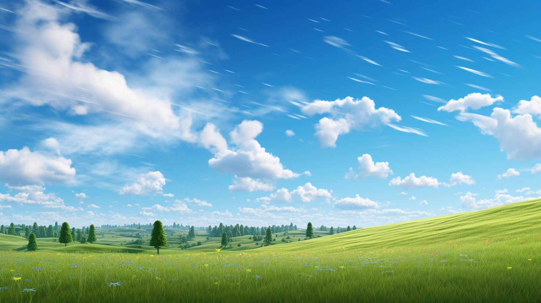 AI generated Sky with Meadow Background photo