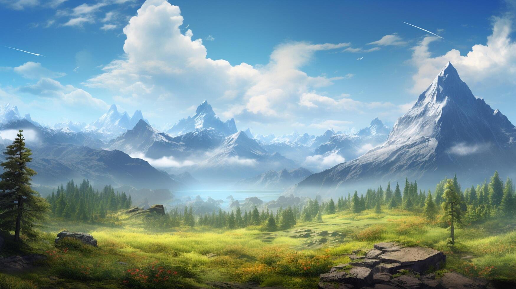 AI generated Sky with Mountains Background photo