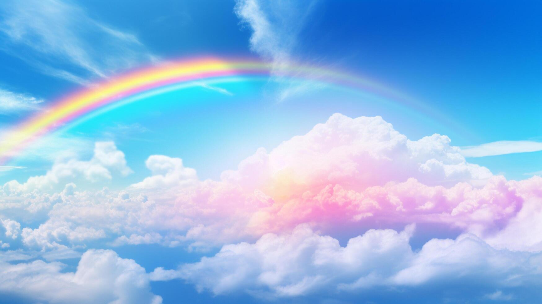 AI generated Sky with Rainbow Background photo