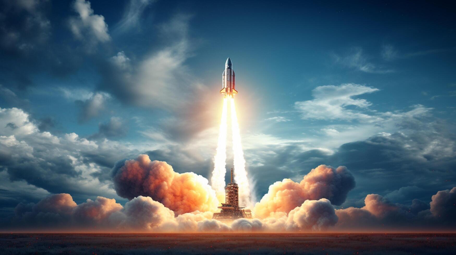 AI generated Sky with Rocket Launch Background photo