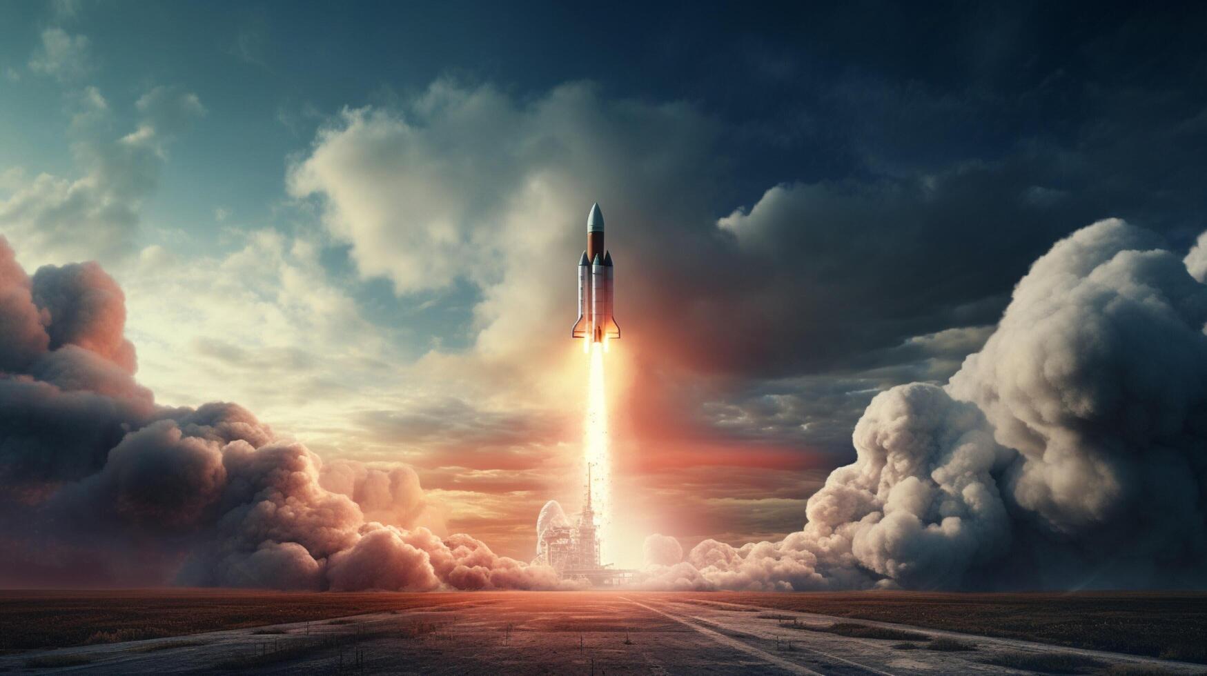 AI generated Sky with Rocket Launch Background photo