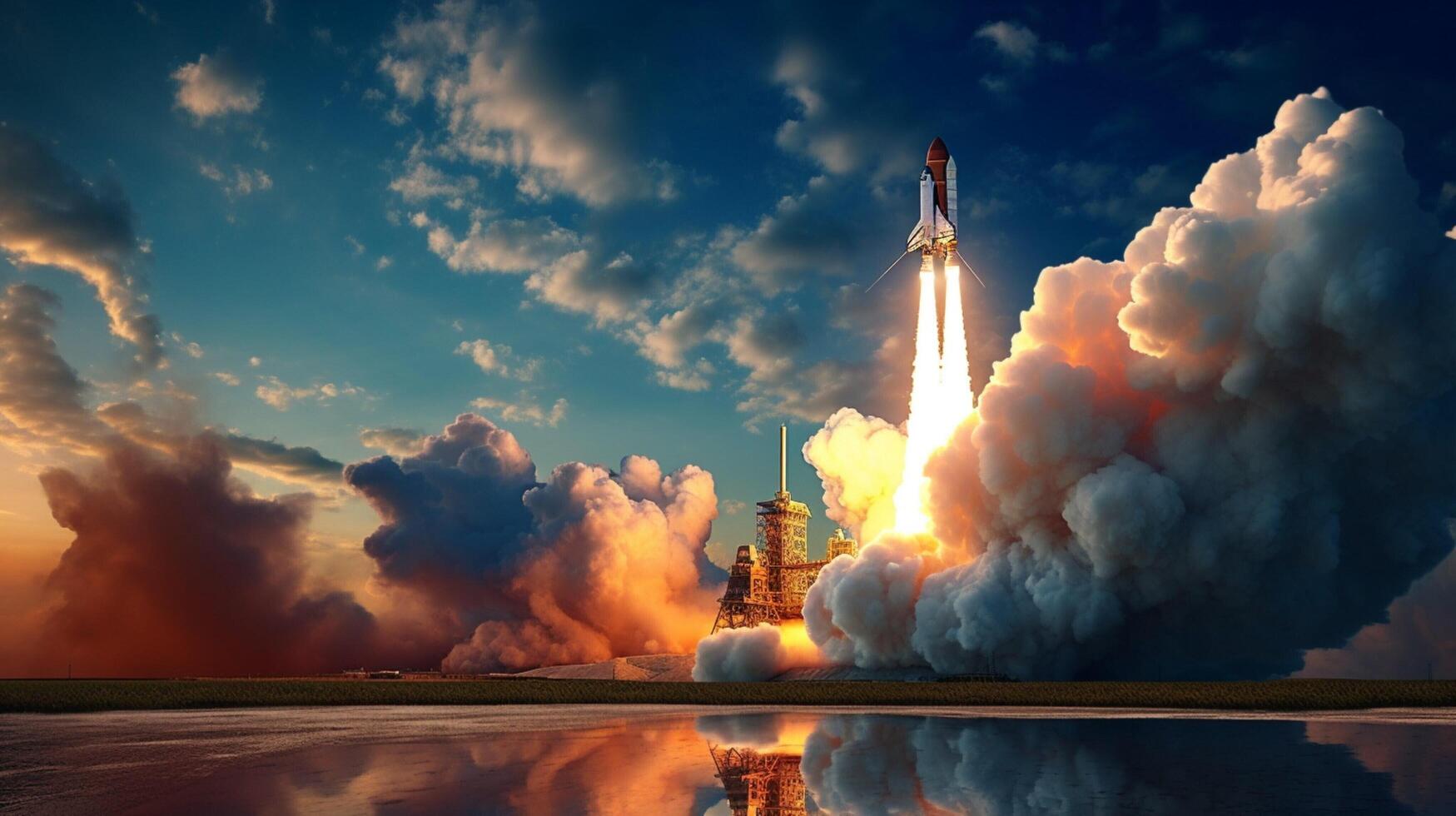 AI generated Sky with Rocket Launch Background photo