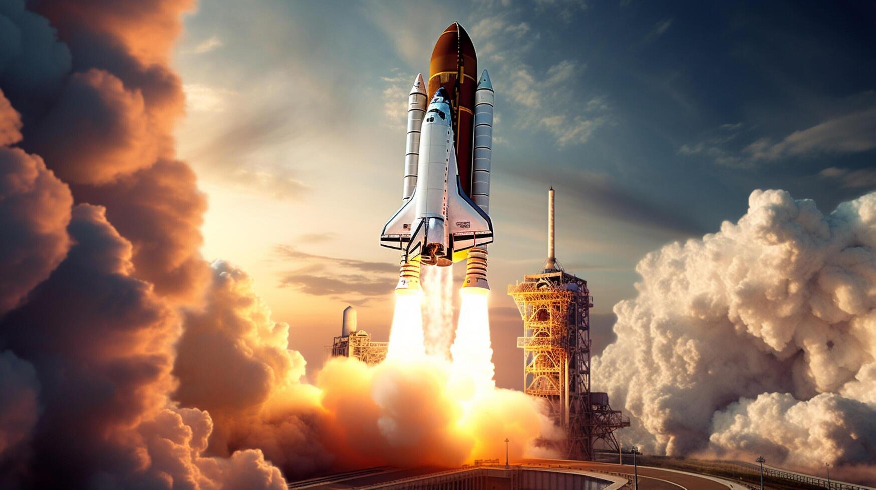 AI generated Sky with Space Shuttle Background photo