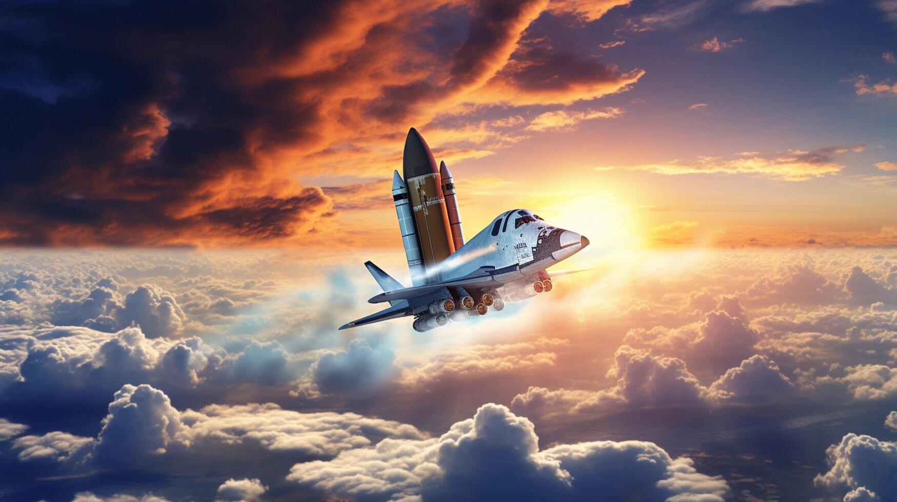 AI generated Sky with Space Shuttle Background photo