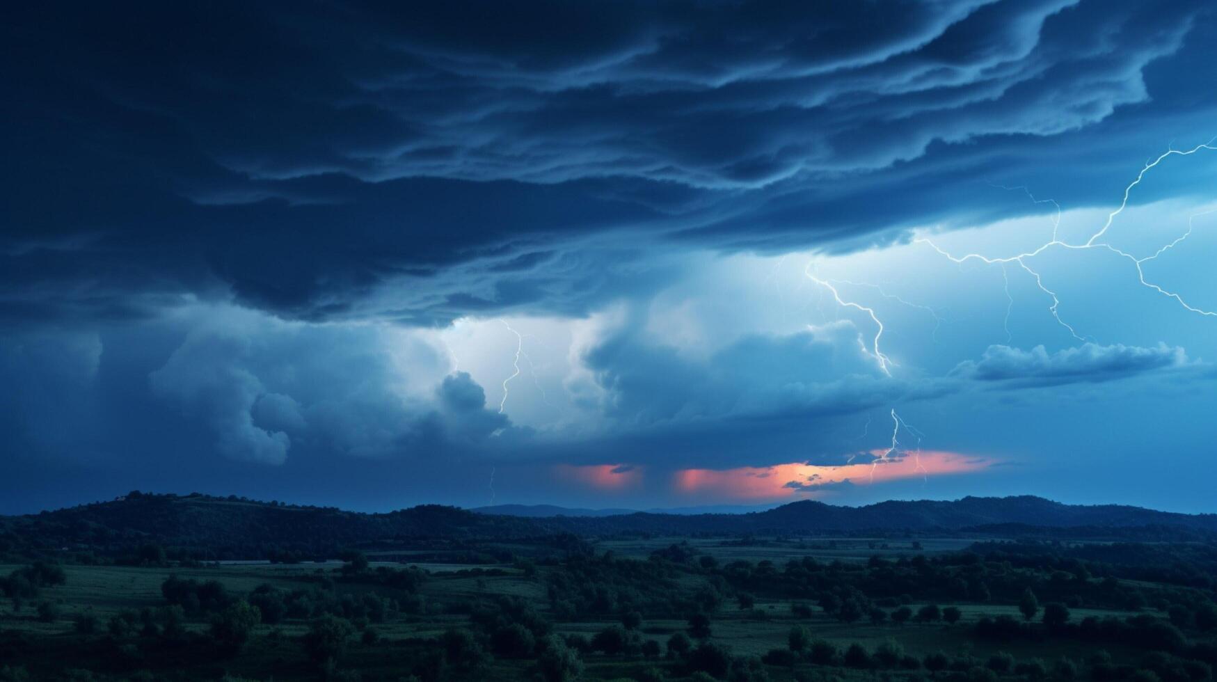 AI generated Sky with Thunderstorm Background photo