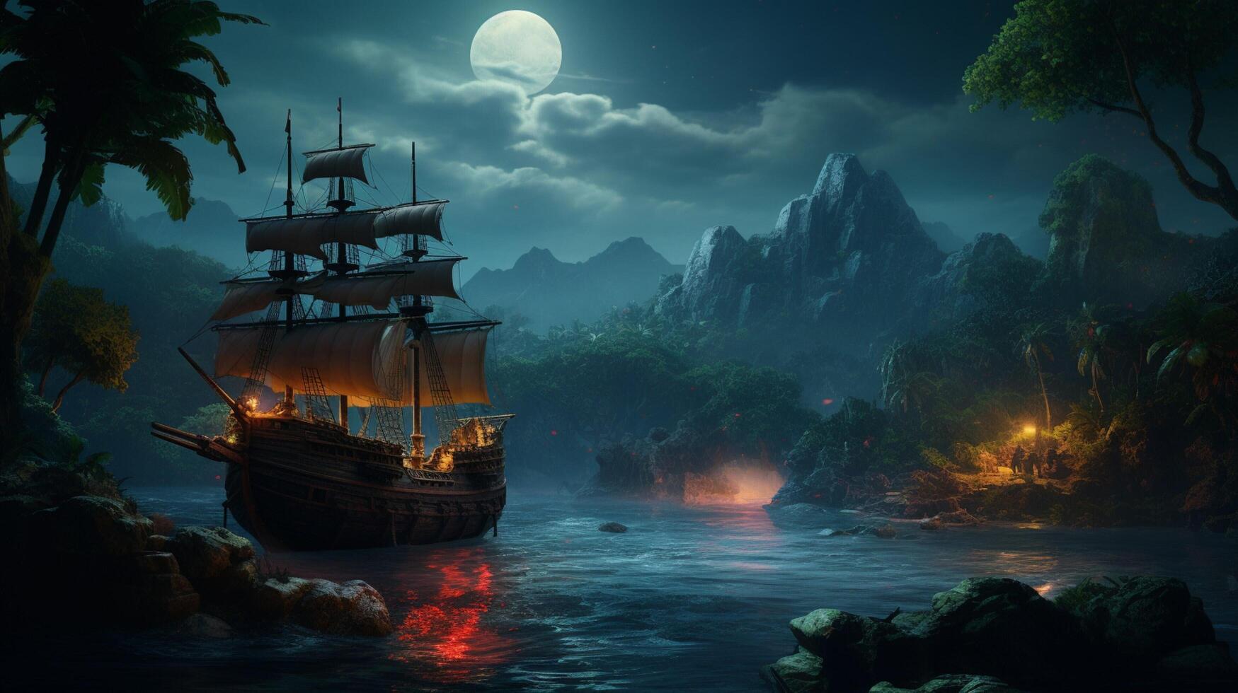 AI generated pirates game background photo