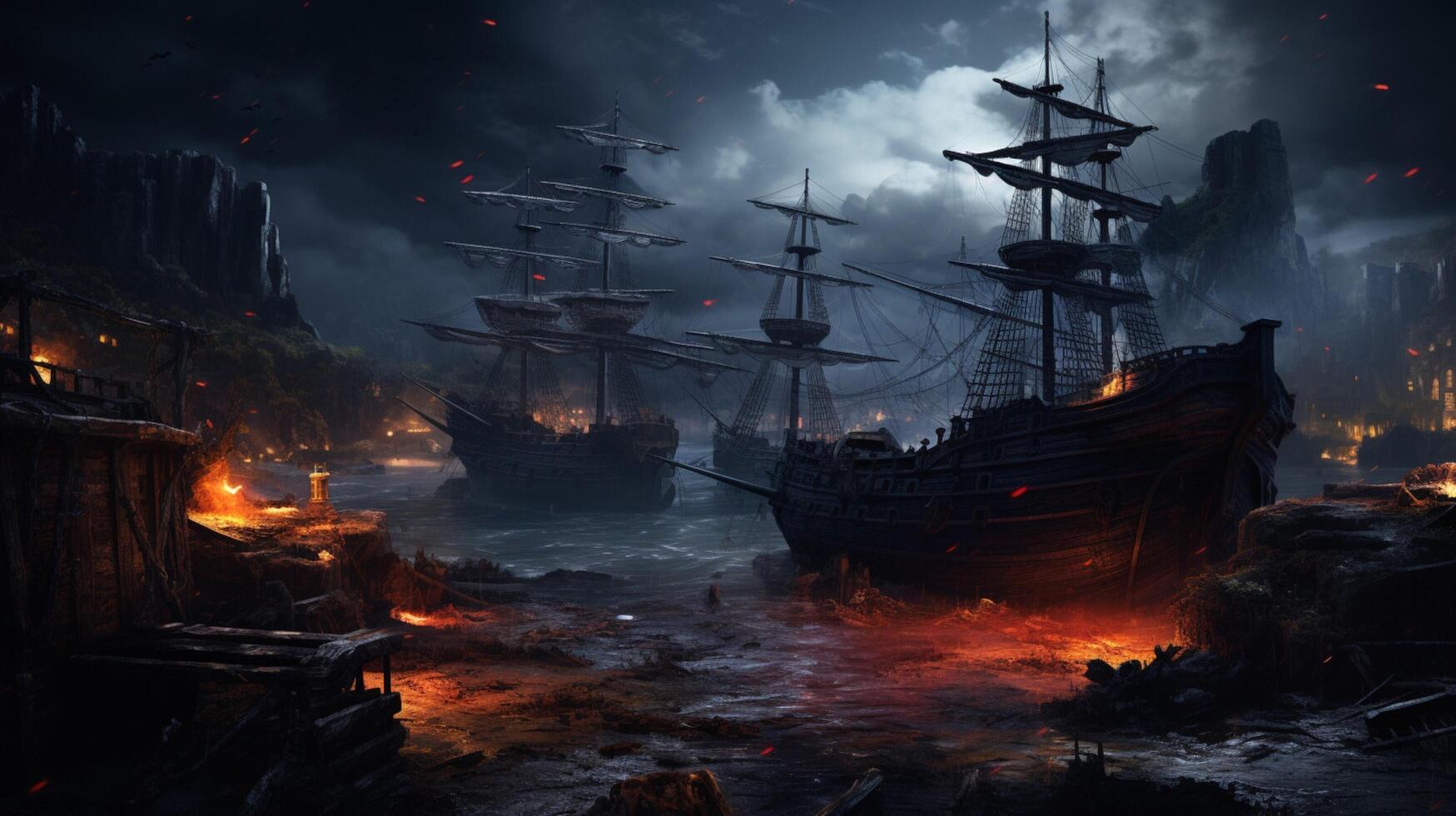 AI generated pirates game background photo