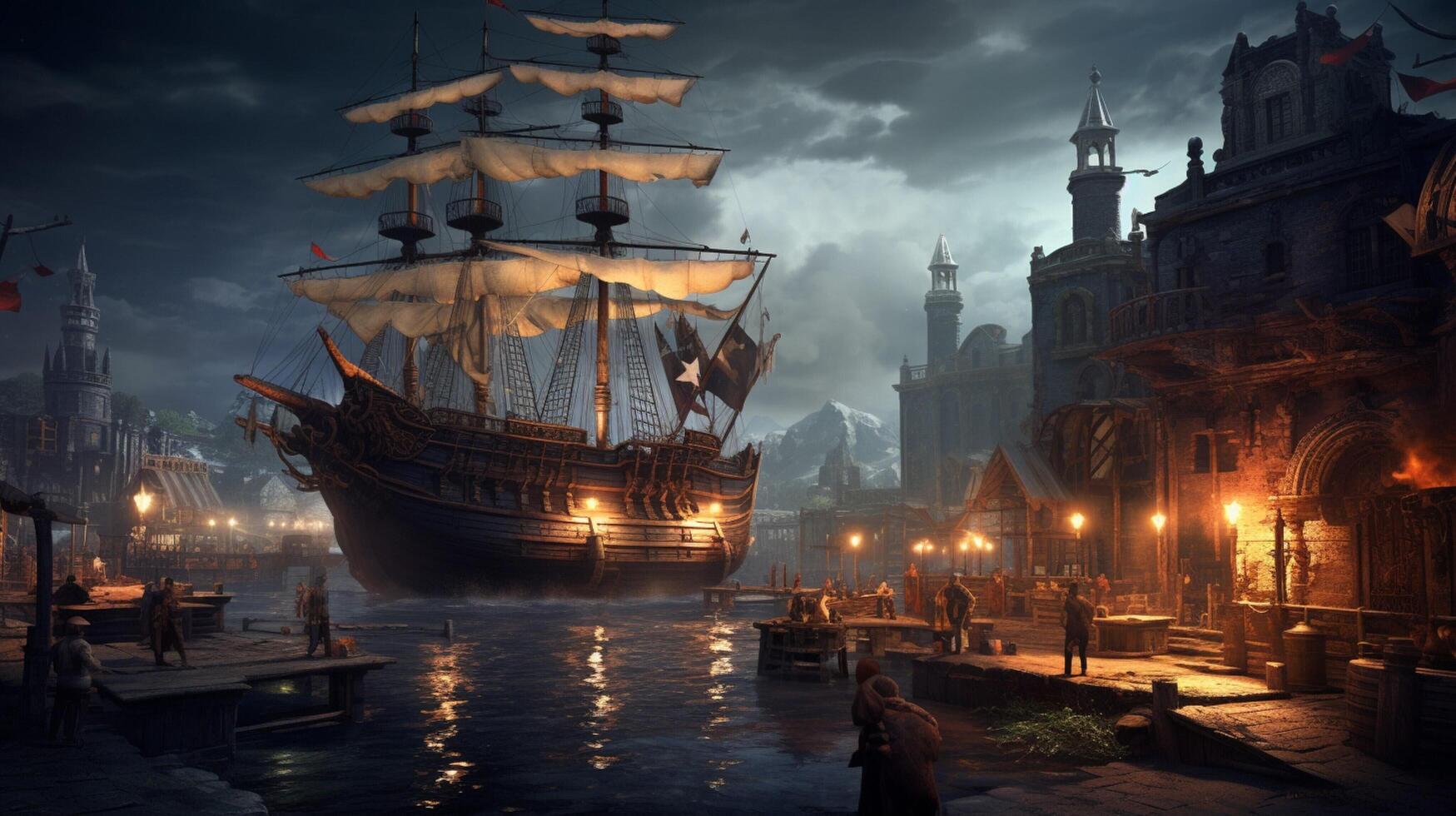 AI generated pirates game background photo