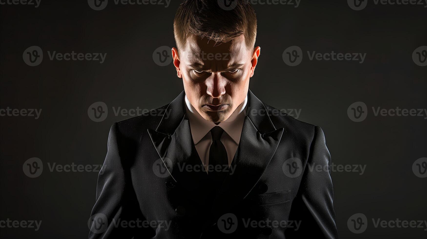 AI generated Mysterious business man with concealed identity photo