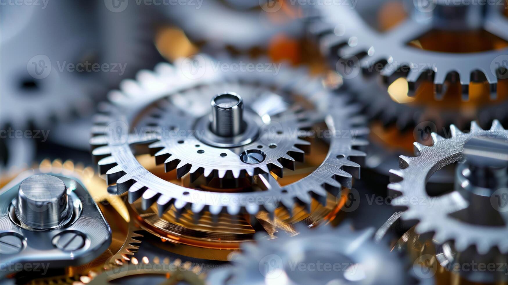 AI generated Close-up of precision machine gears and cogs photo