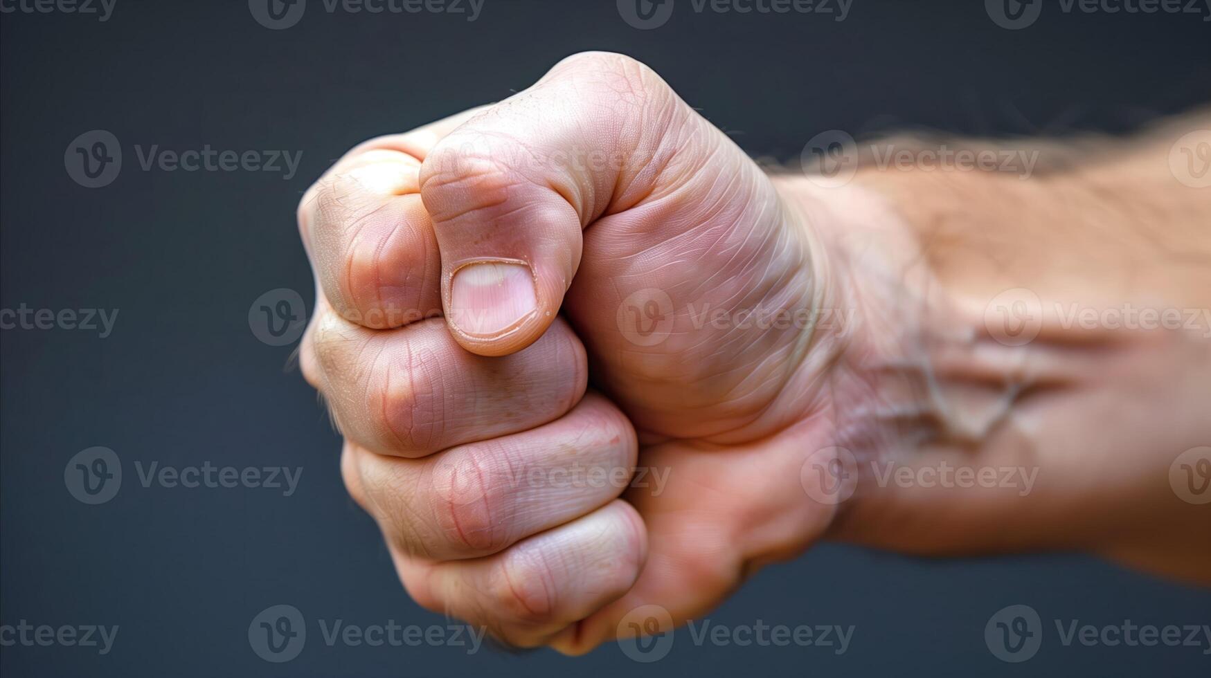 AI generated Close-up of clenched fist against a dark background photo