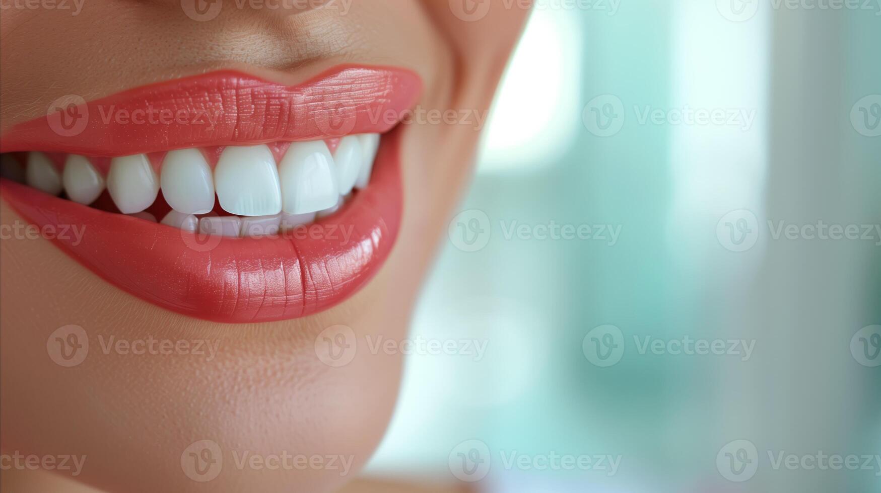 AI generated Close-up of a bright smile with perfect white teeth photo