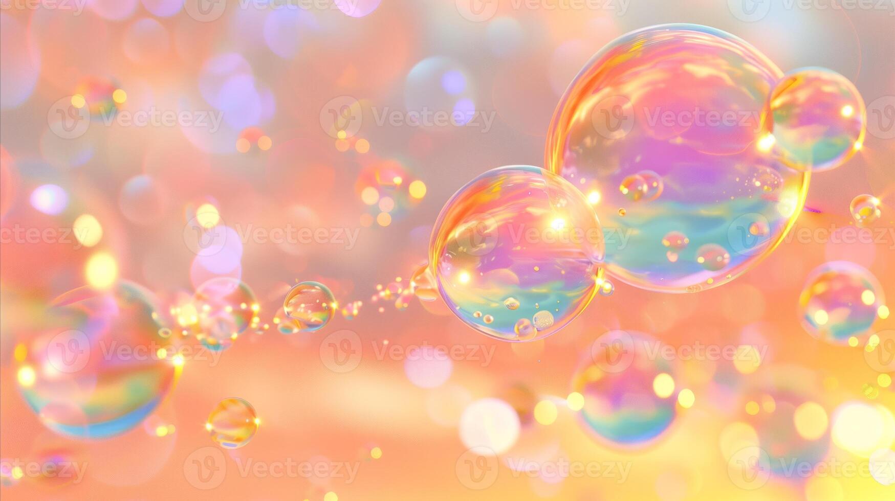 AI generated Vibrant soap bubbles on a dreamy colorful background photo