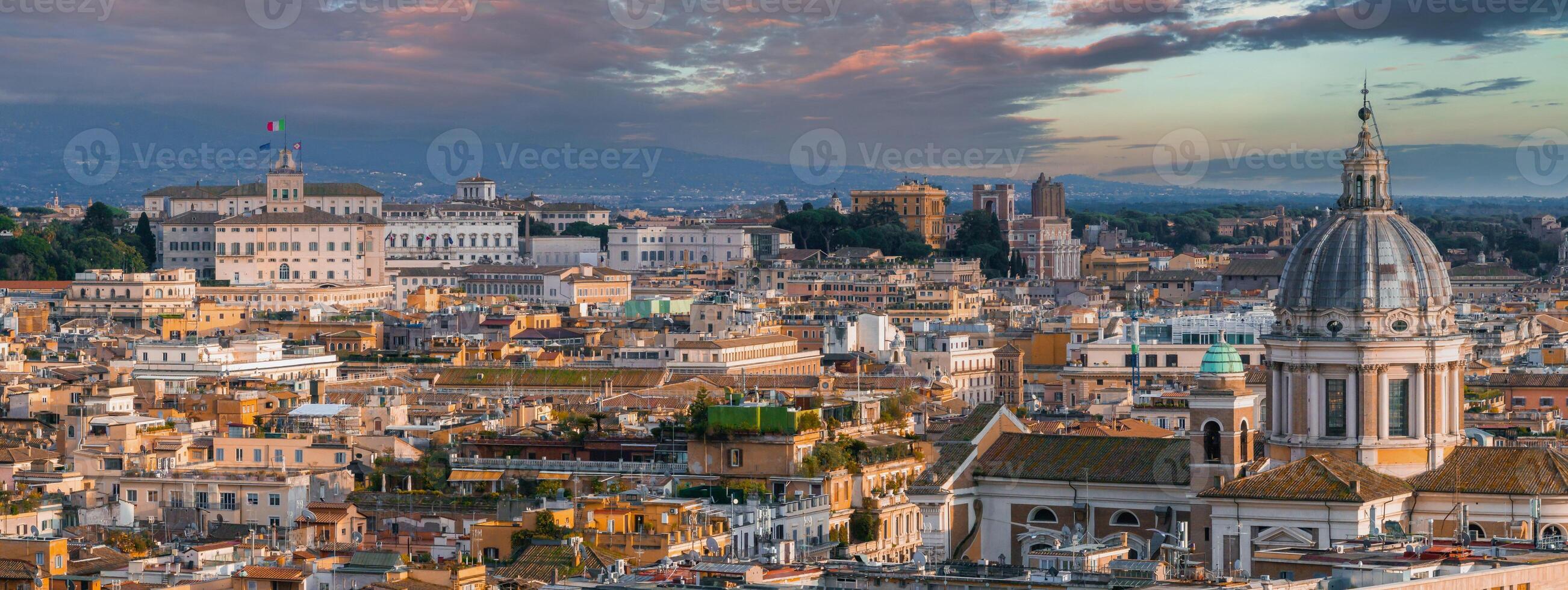 Sunrise Over Rome  Aerial View of Historic Architecture and Iconic Domes photo