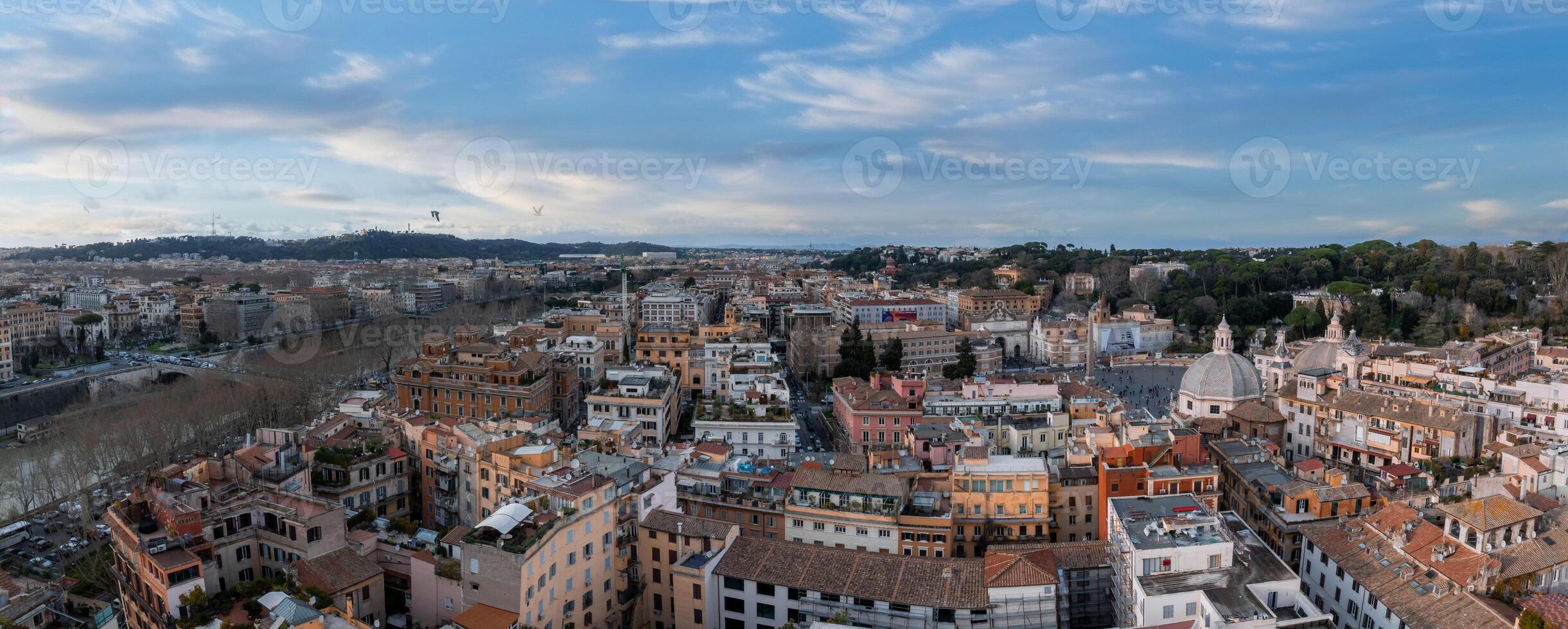 panorámico aéreo ver de Roma, Italia urbano paisaje con tiber río foto