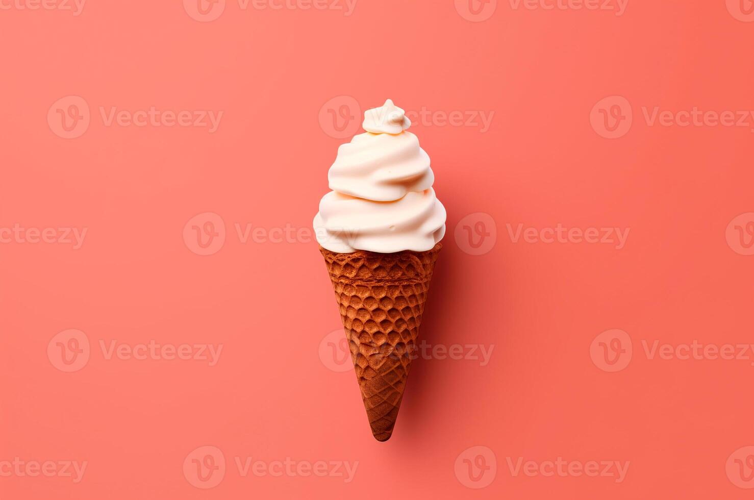 AI generated Minimalistic ice cream cone front view photo