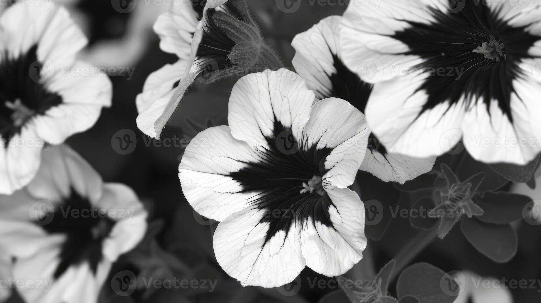 AI generated Crazytunia Black and White flowers photo