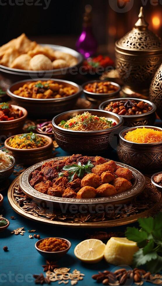 AI generated Ramadhan Arabian Iftar Food photo