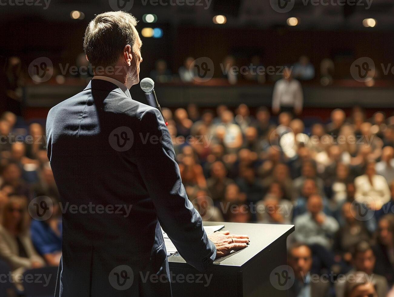 ai generado en un discurso en negocio ética foto