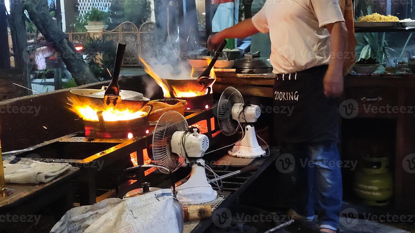 burning embers when making traditional dishes photo