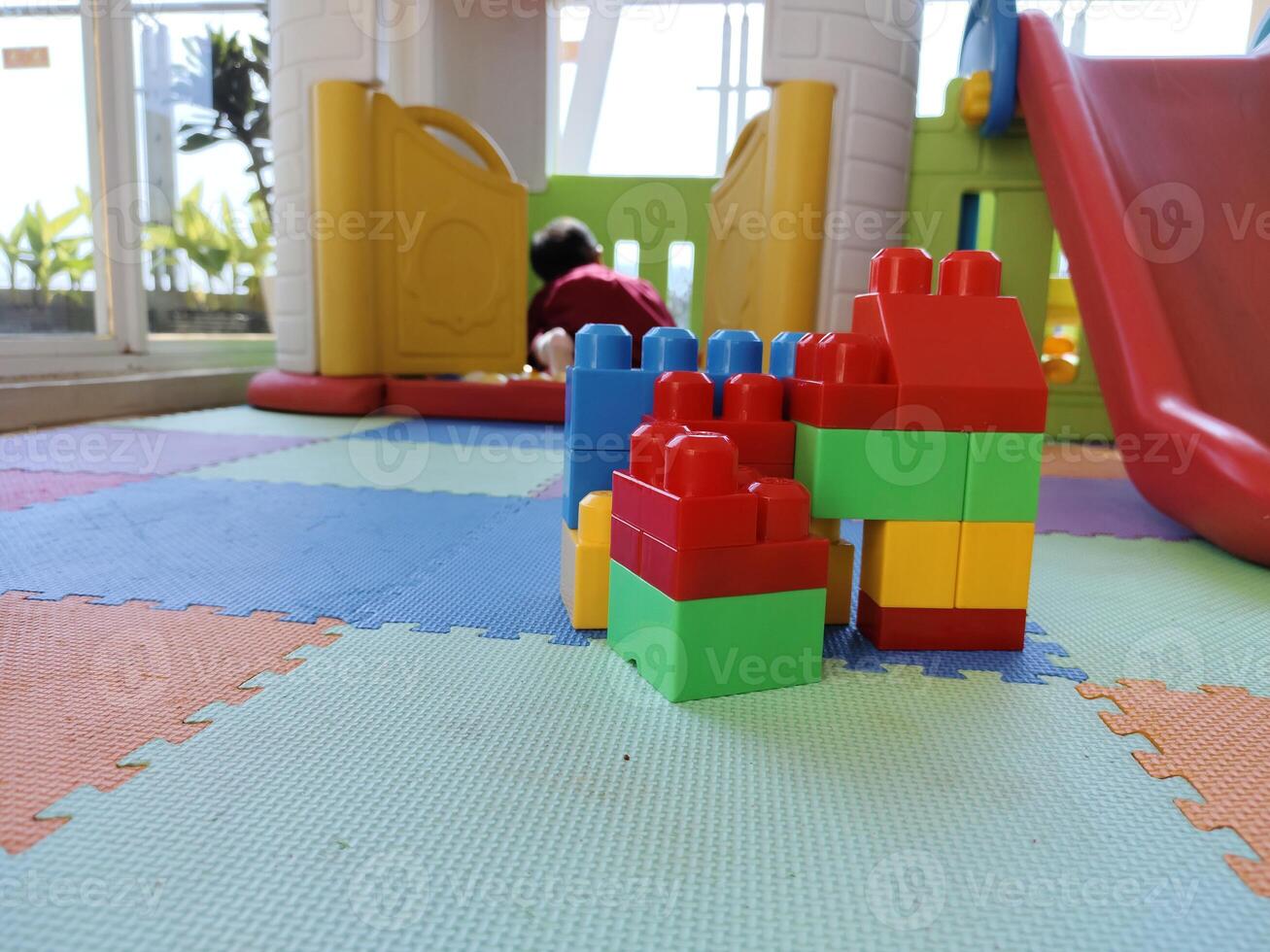 Stacking blocks toys in the playground photo