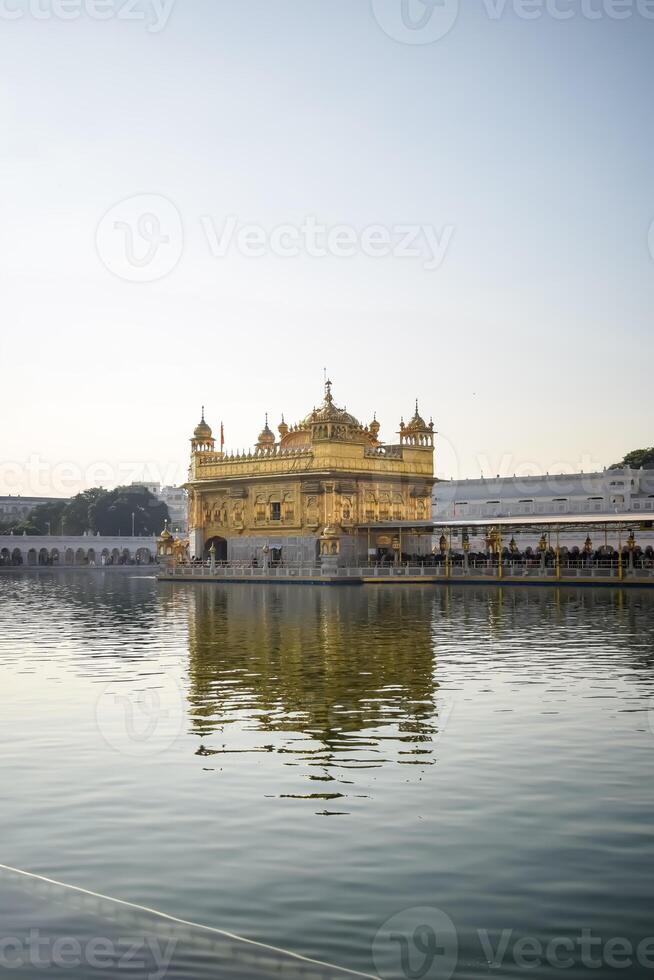 Beautiful view of Golden Temple - Harmandir Sahib in Amritsar, Punjab, India, Famous indian sikh landmark, Golden Temple, the main sanctuary of Sikhs in Amritsar, India photo