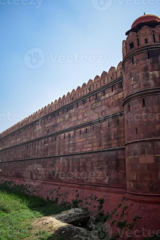 Architectural details of Lal Qila - Red Fort situated in Old Delhi, India, View inside Delhi Red Fort the famous Indian landmarks photo