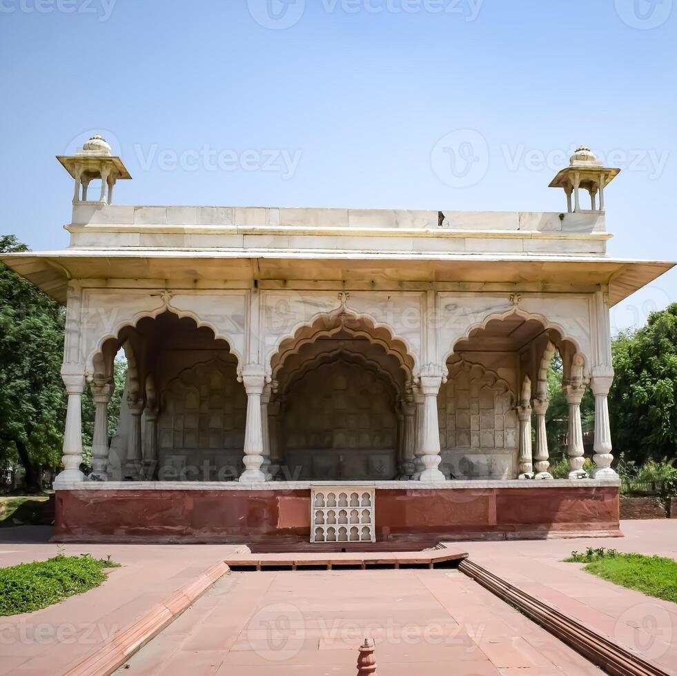 Architectural details of Lal Qila - Red Fort situated in Old Delhi, India, View inside Delhi Red Fort the famous Indian landmarks photo