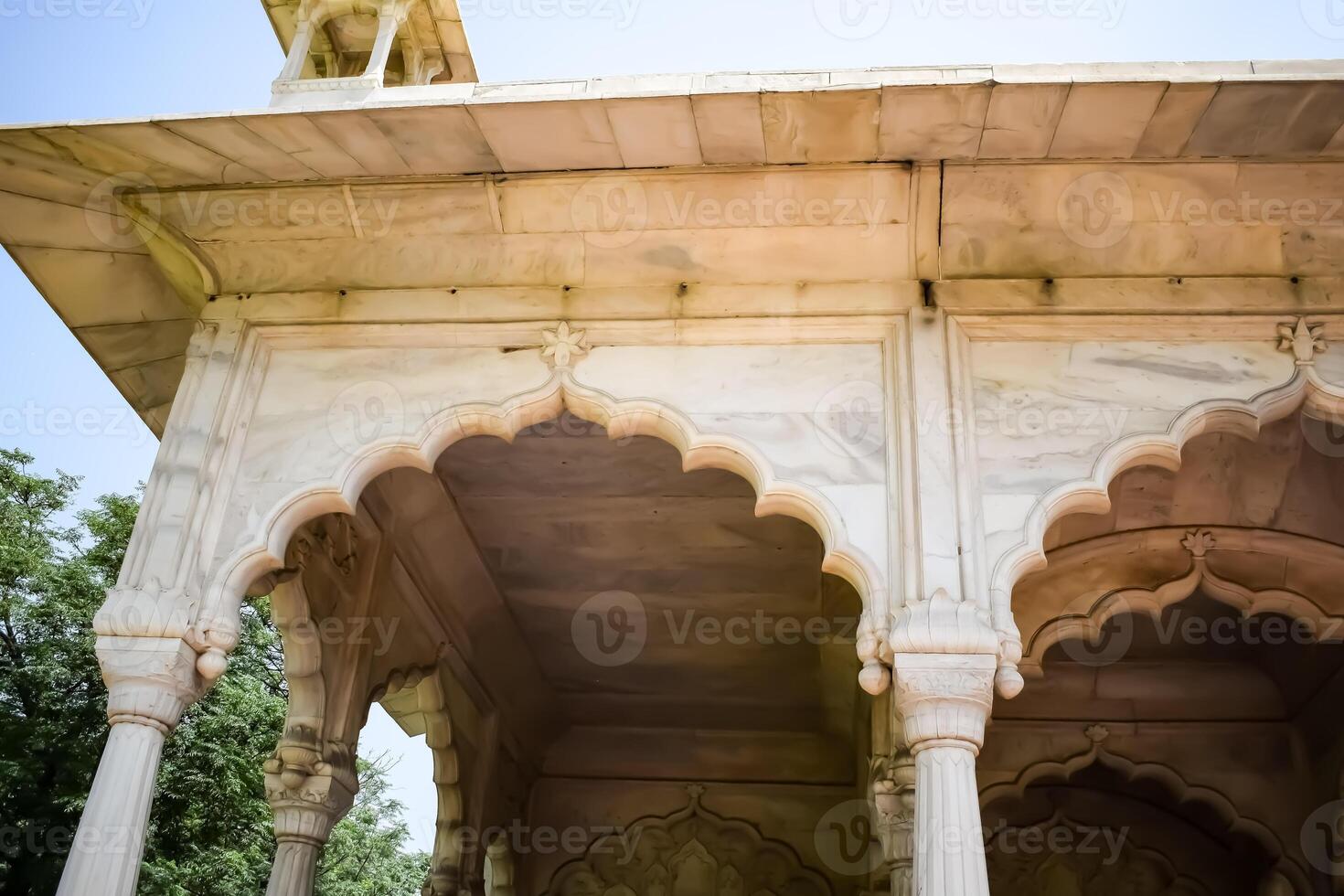 arquitectónico detalles de lal qila - rojo fuerte situado en antiguo Delhi, India, ver dentro Delhi rojo fuerte el famoso indio puntos de referencia foto