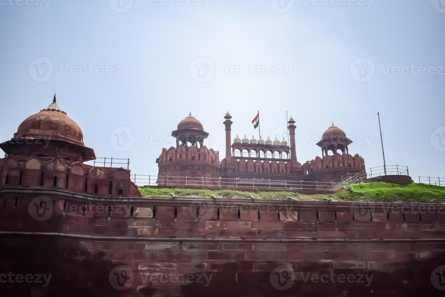 Architectural details of Lal Qila - Red Fort situated in Old Delhi, India, View inside Delhi Red Fort the famous Indian landmarks photo