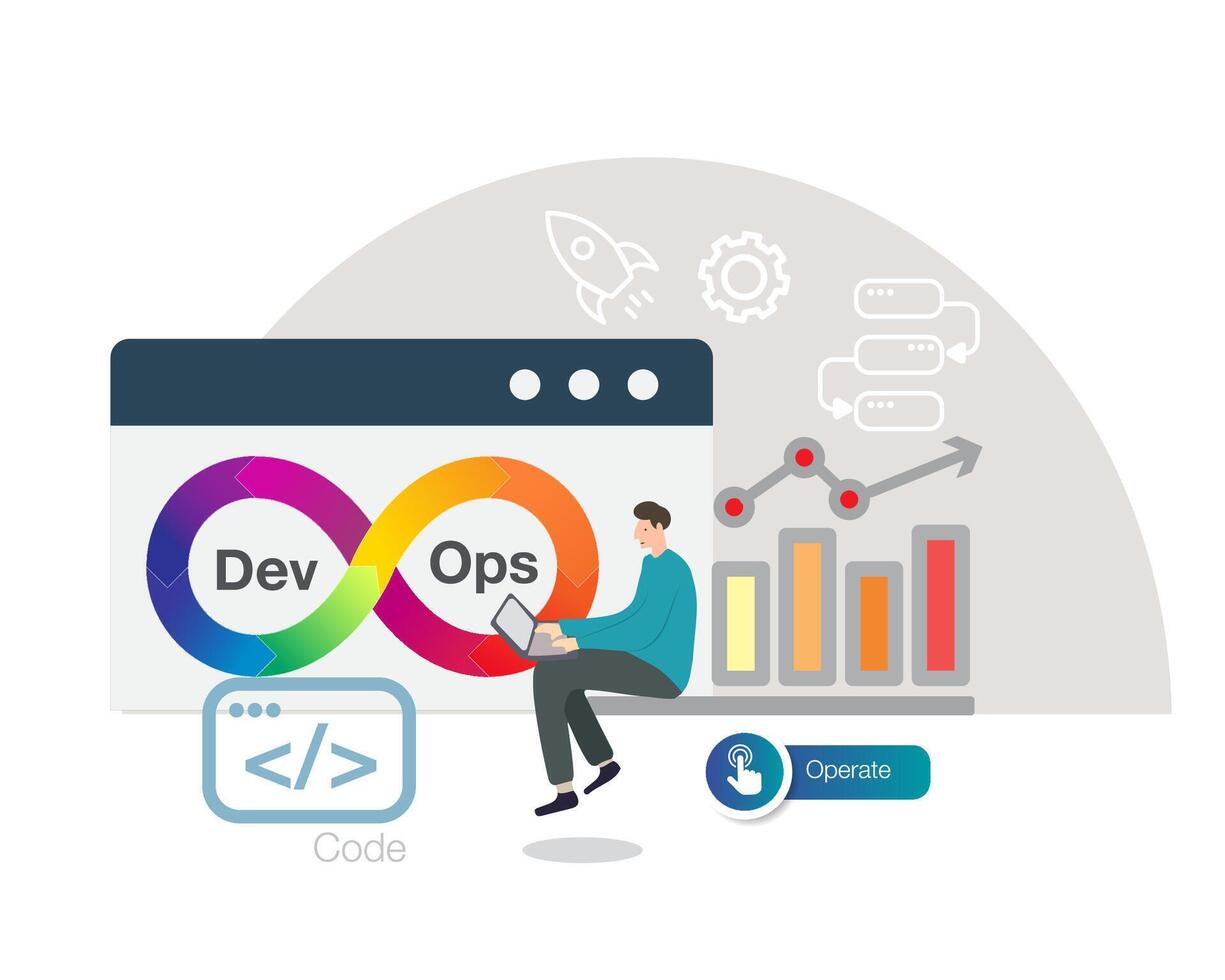 man working for develop operation technology vector